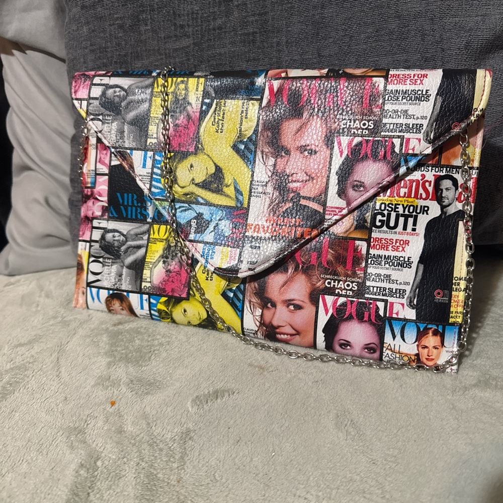 Colorful Magazine Print Clutch